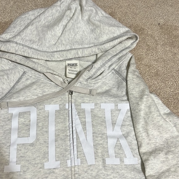 PINK brand grey hoodie w/front side pockets, worn once - like new. Xmas present. - Picture 3 of 3